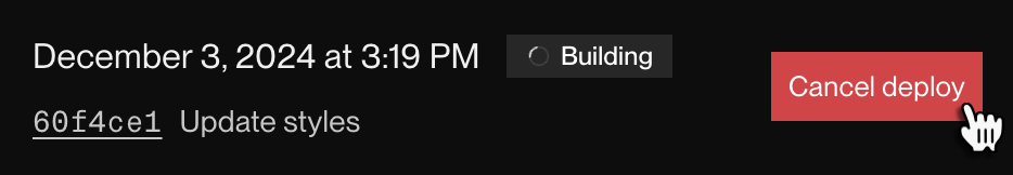 Canceling a deploy in the Render Dashboard