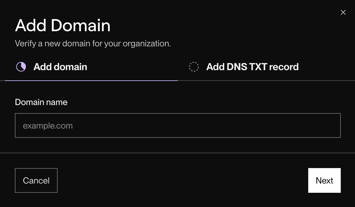 Add domain dialog in the Render Dashboard