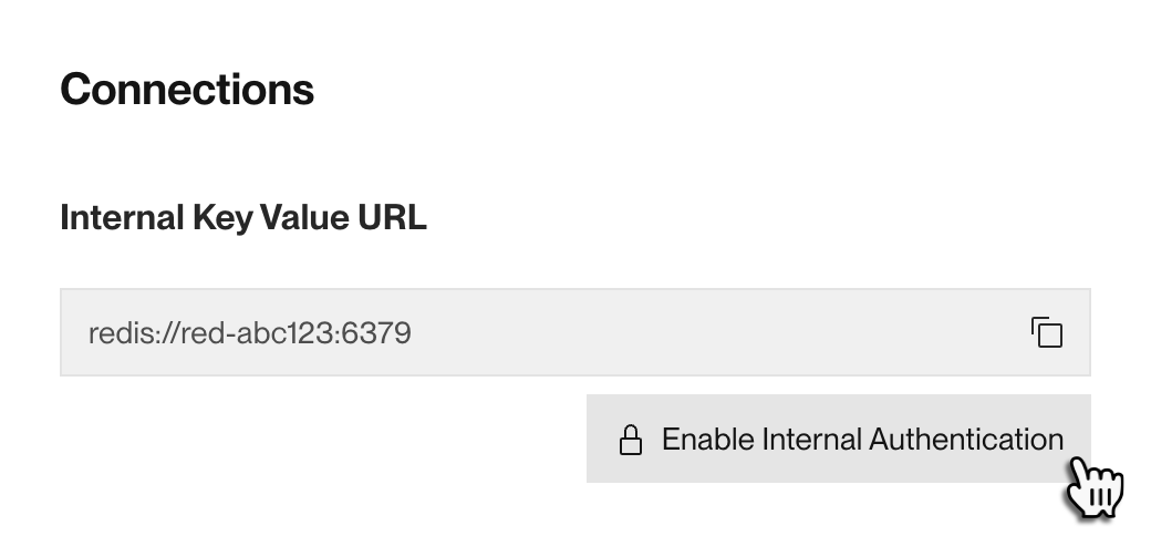 Enabling Key Value internal auth in the Render Dashboard
