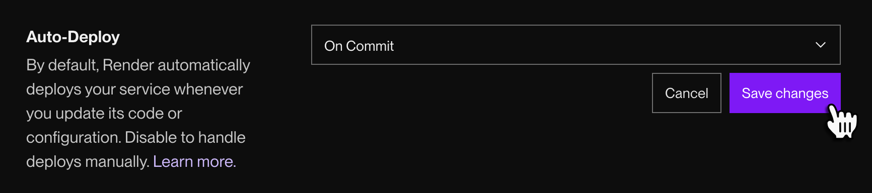 Configuring auto-deploys in the Render Dashboard