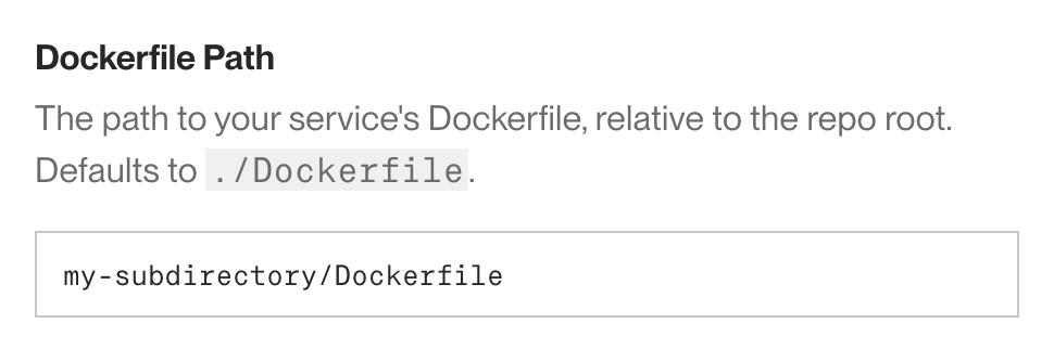 Specifying the Dockerfile path during service creation