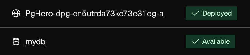 PostgreSQL admin apps in the service list