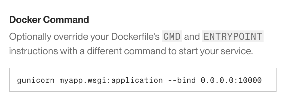 Specifying a custom command during service creation