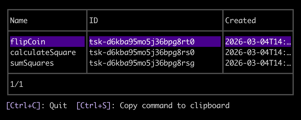Listing tasks in the Render CLI