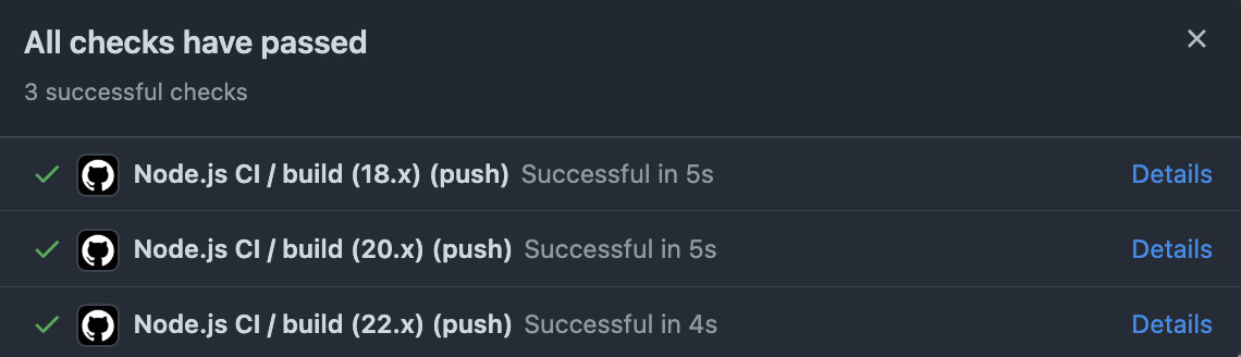 GitHub checks on a pull request