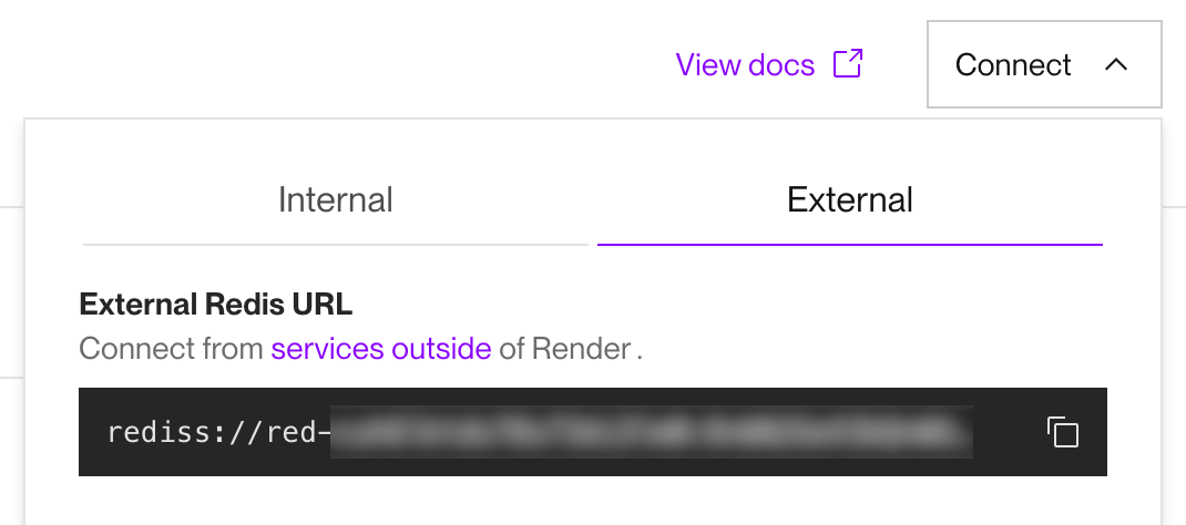 Obtaining your Key Value instance's external connection URL