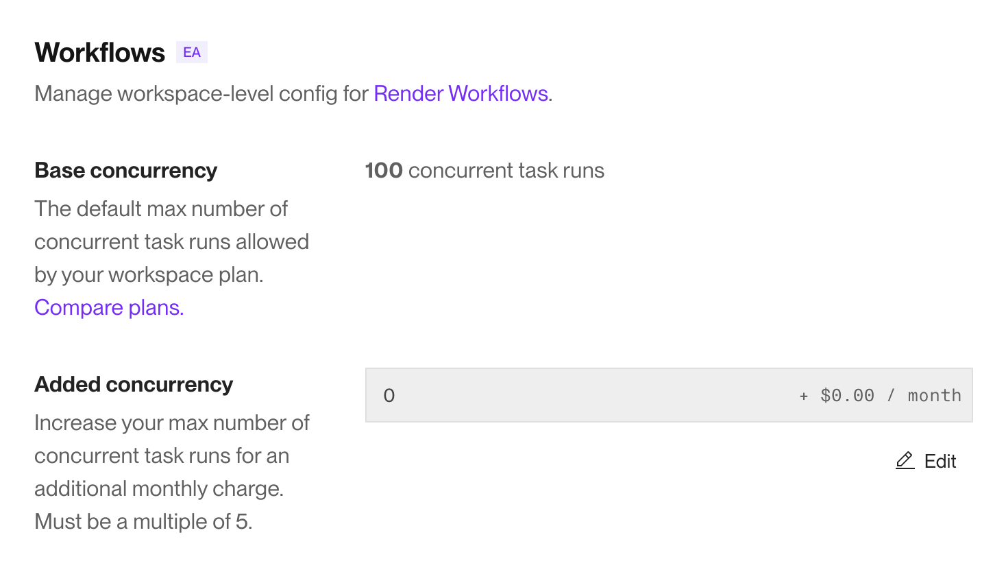 Workflows settings in the Render Dashboard