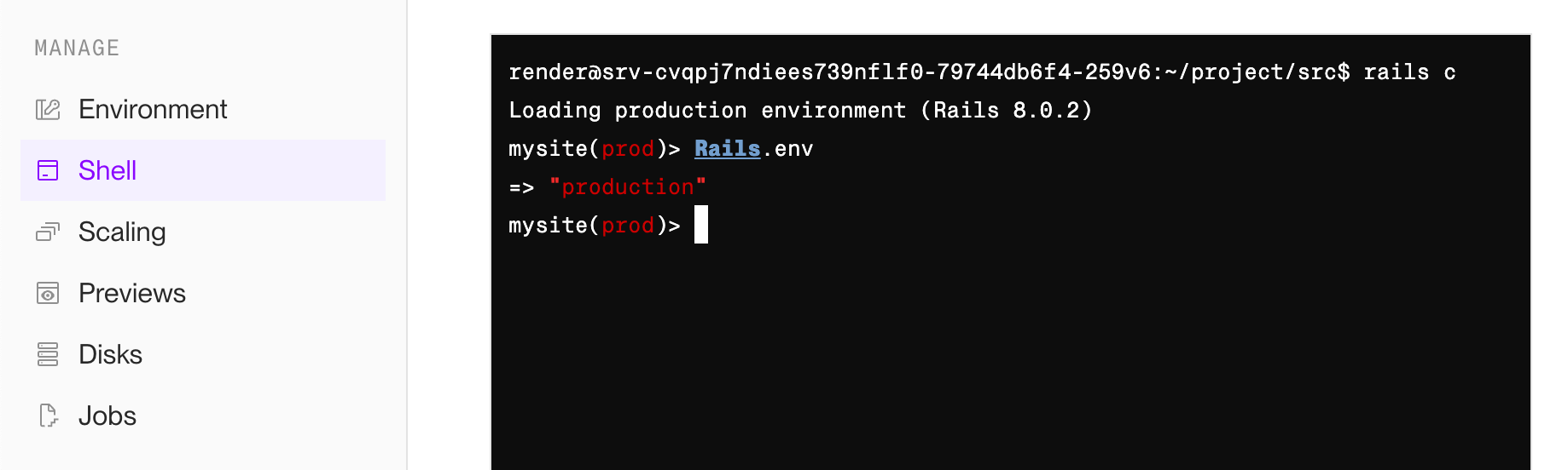 Access Rails Console